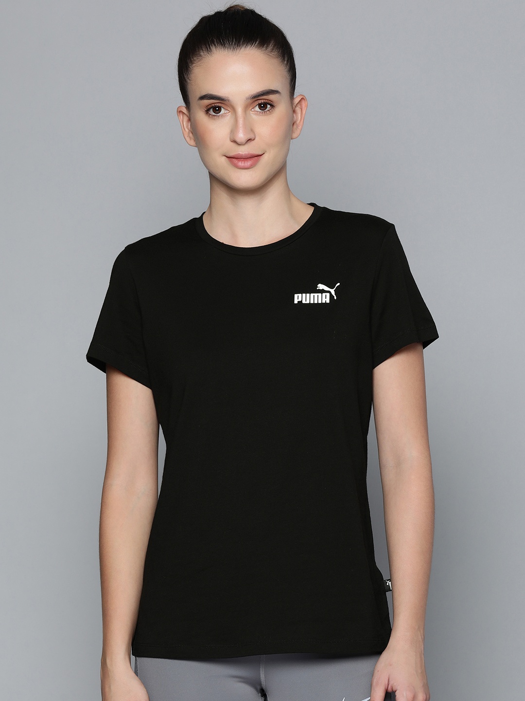 

Puma Women Black Brand Logo Printed Casual T-shirt