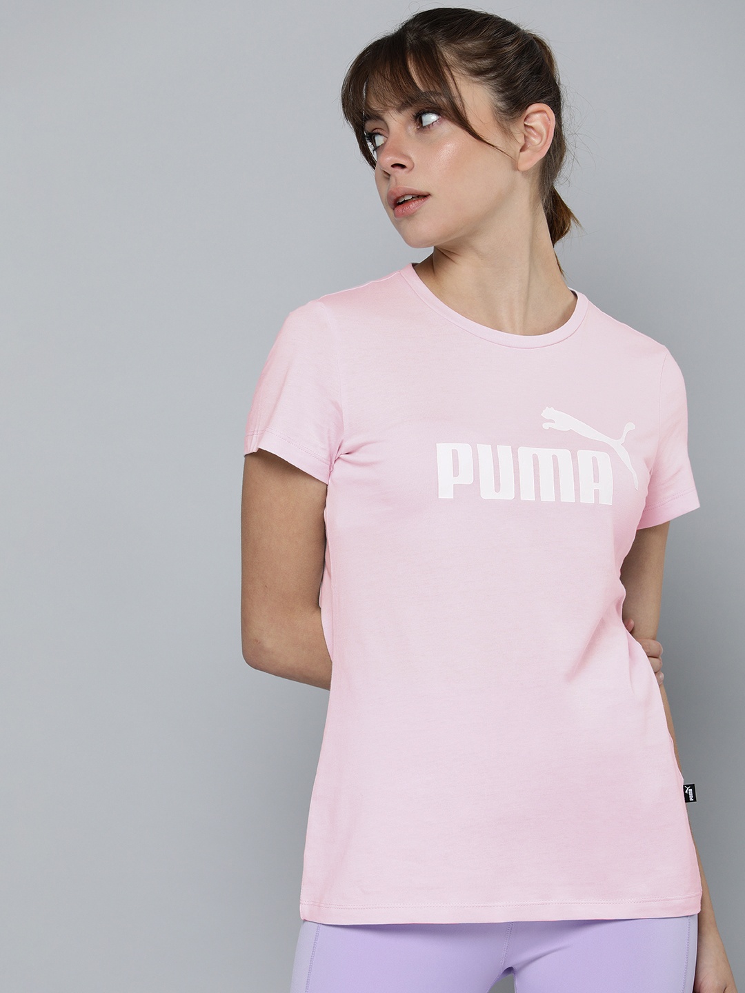 

Puma Women Lavender Brand Logo Printed Pure Cotton Applique T-shirt