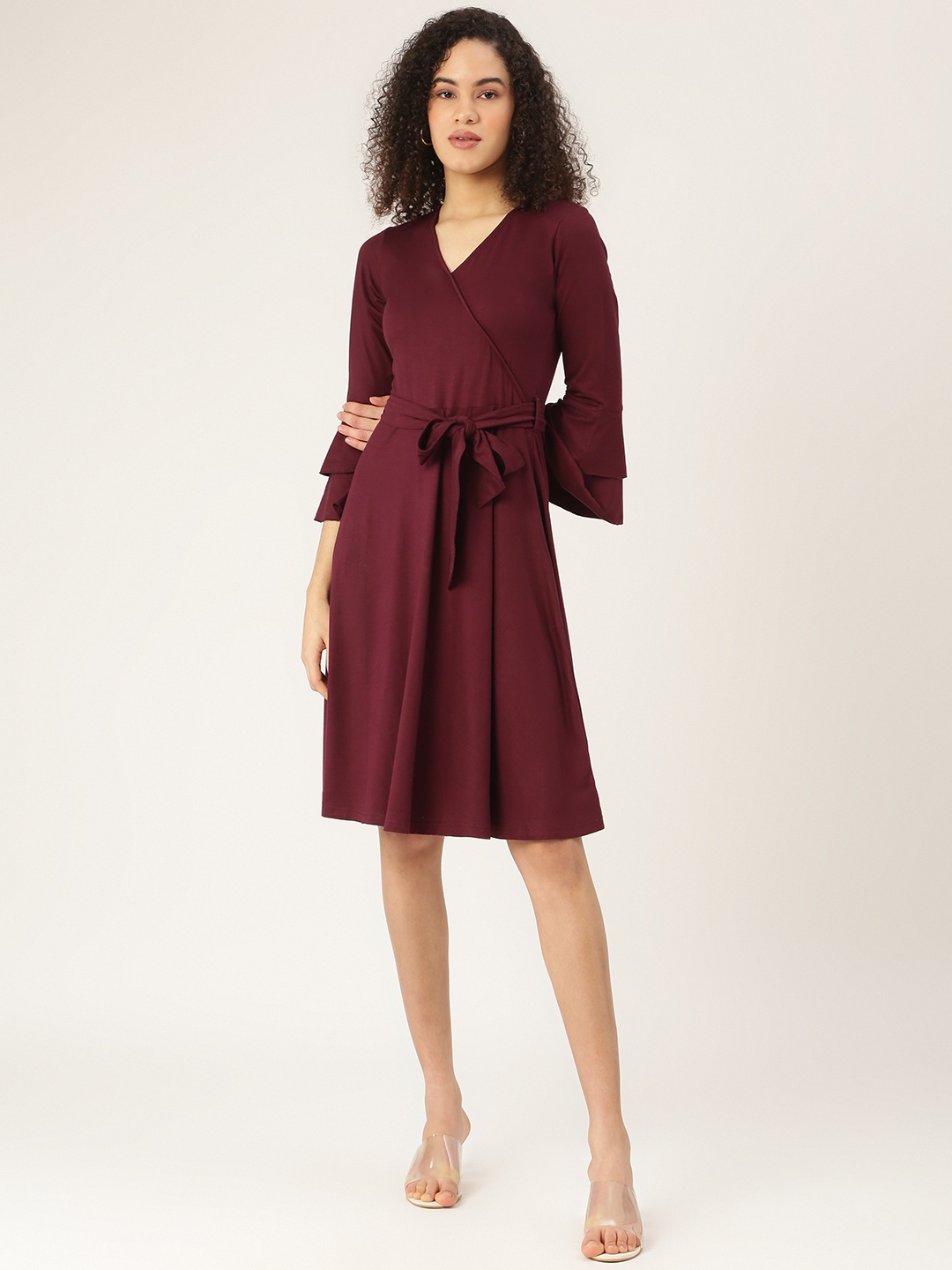 

BRINNS Burgundy Solid Dress