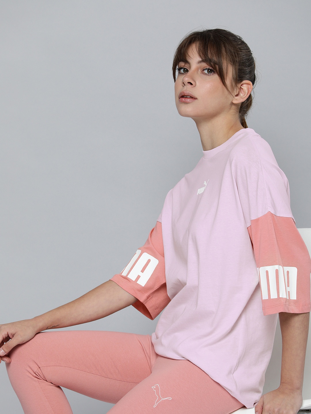 

Puma Lavender & Rose Colourblocked Extended Sleeves Casual Top