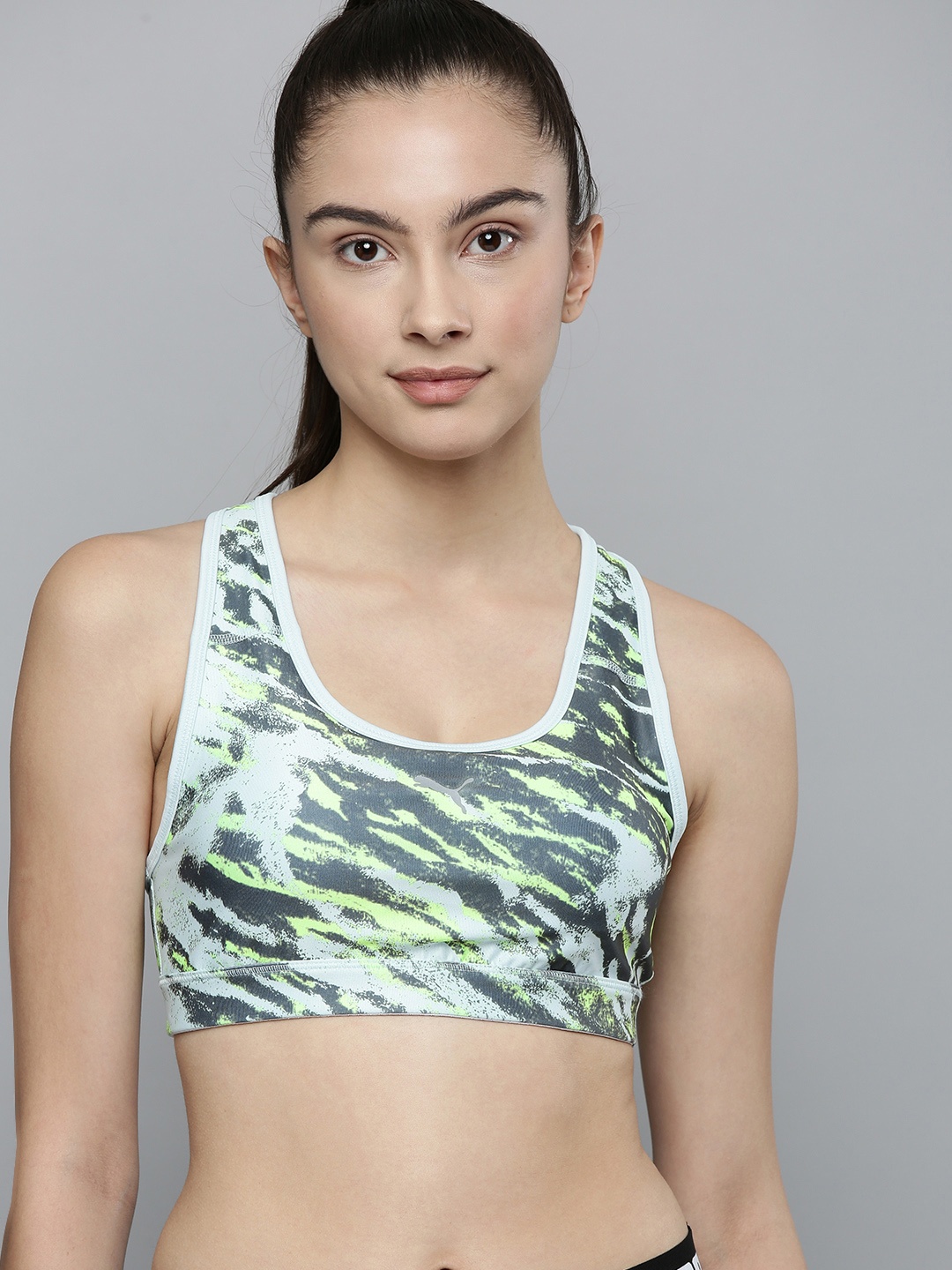 

Puma Women Blue Graphic Print Sustainable Bra Lightly Padded Training Sustainable Bra