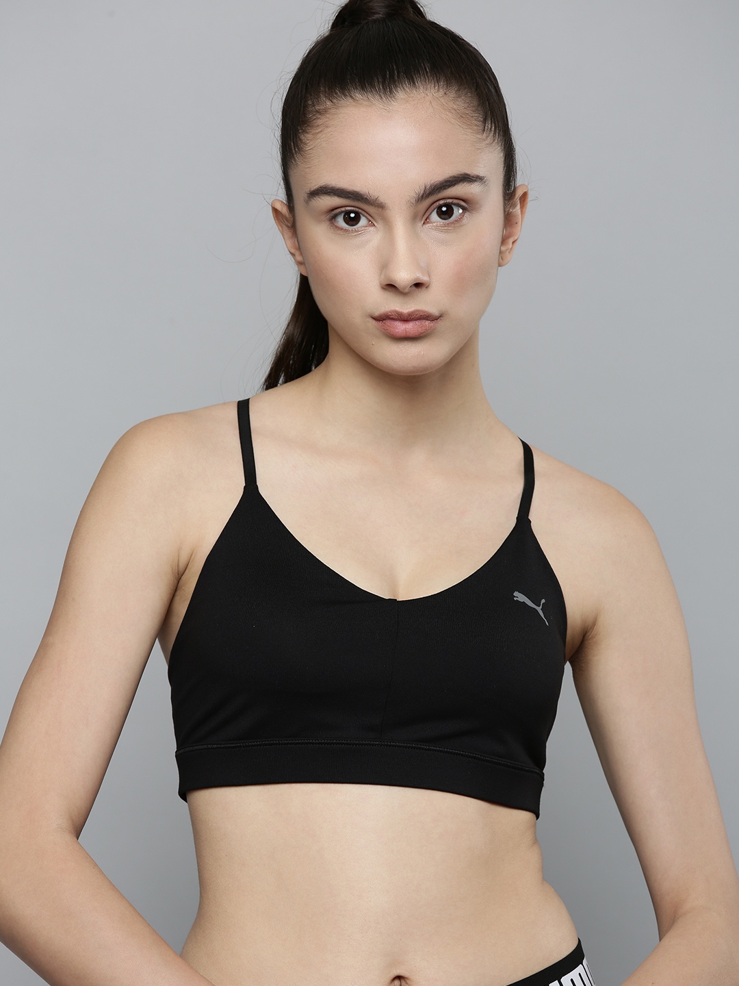 

Puma Women Black Solid Lightly Padded Strappy Training Bra