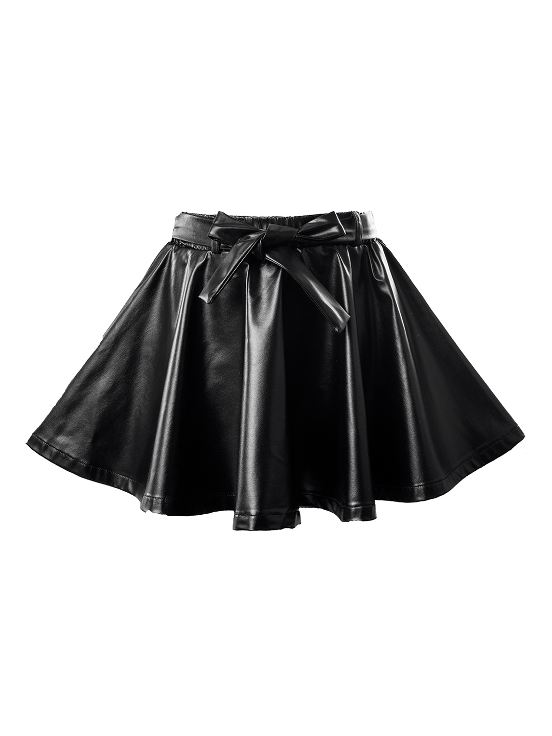 

Hunny Bunny Girls Black Flared Faux Leather Skirt With Attached Shorts