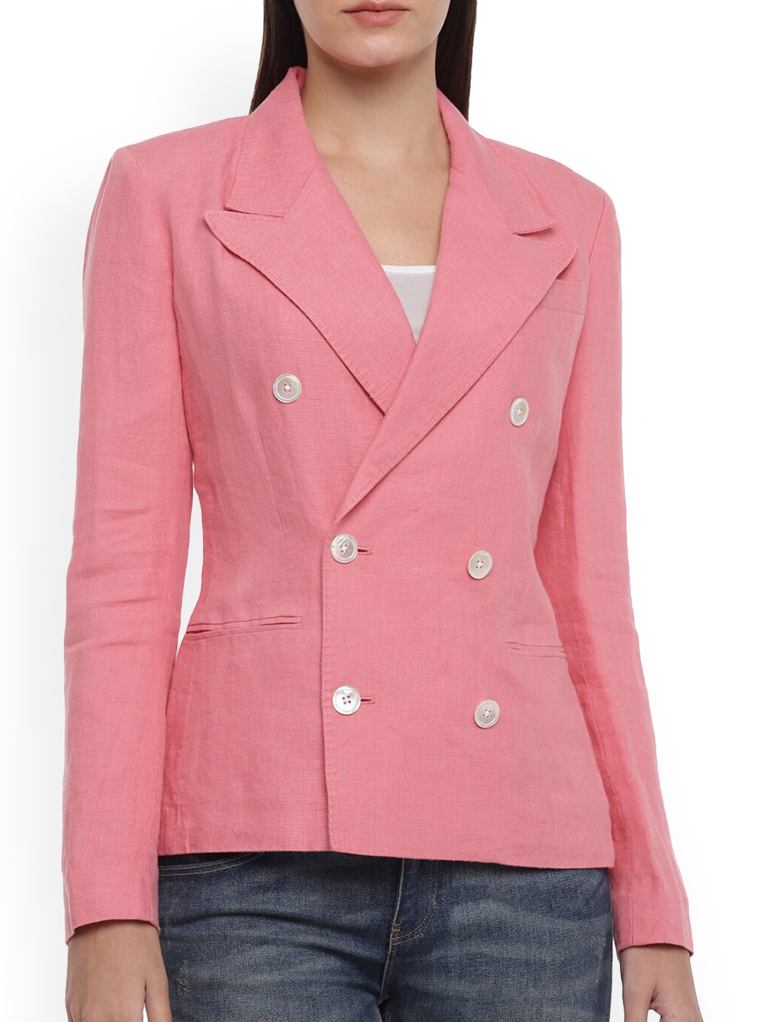 

Polo Ralph Lauren Women Pink Windcheater Pure Cotton Tailored Jacket