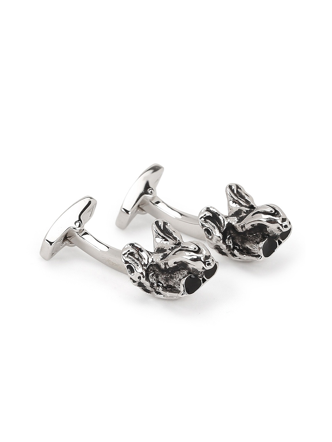 

HACKETT LONDON Silver-Toned Contemporary Silver Dog Face Cufflinks