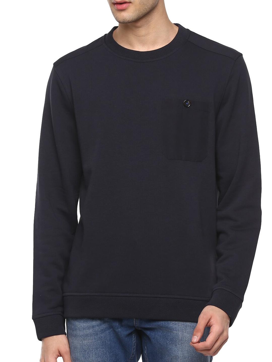 

Ted Baker Men Navy Blue Solid Cotton Pullover