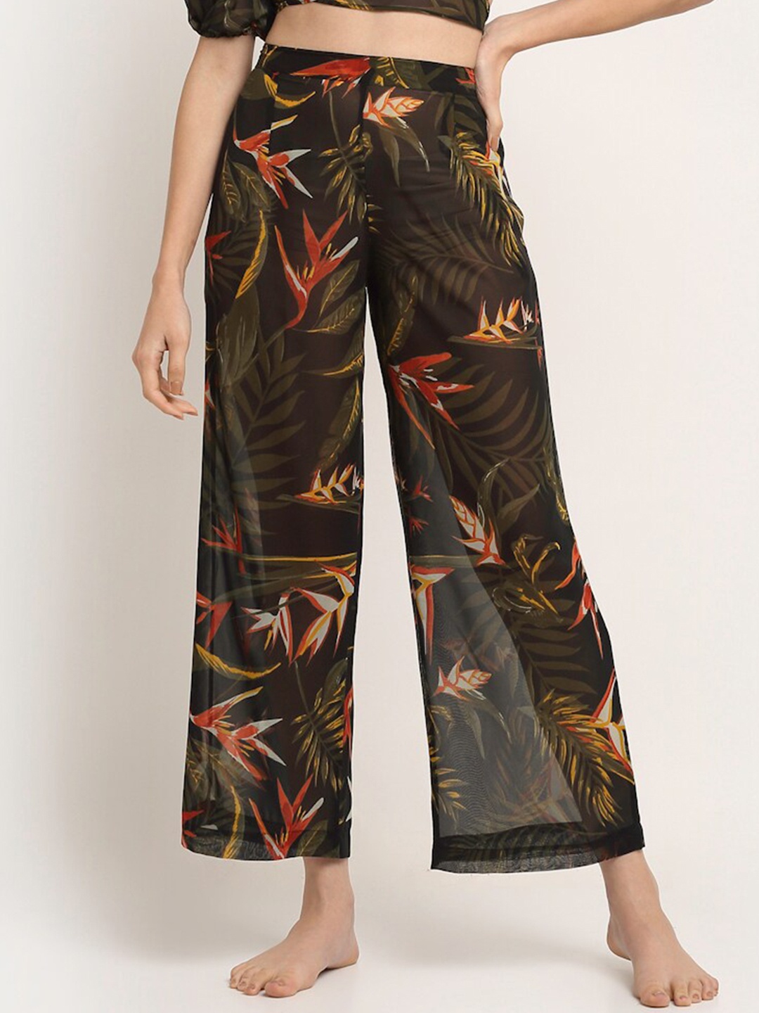 

EROTISSCH Women Black & Orange Printed Swimwear Cover up Bottom