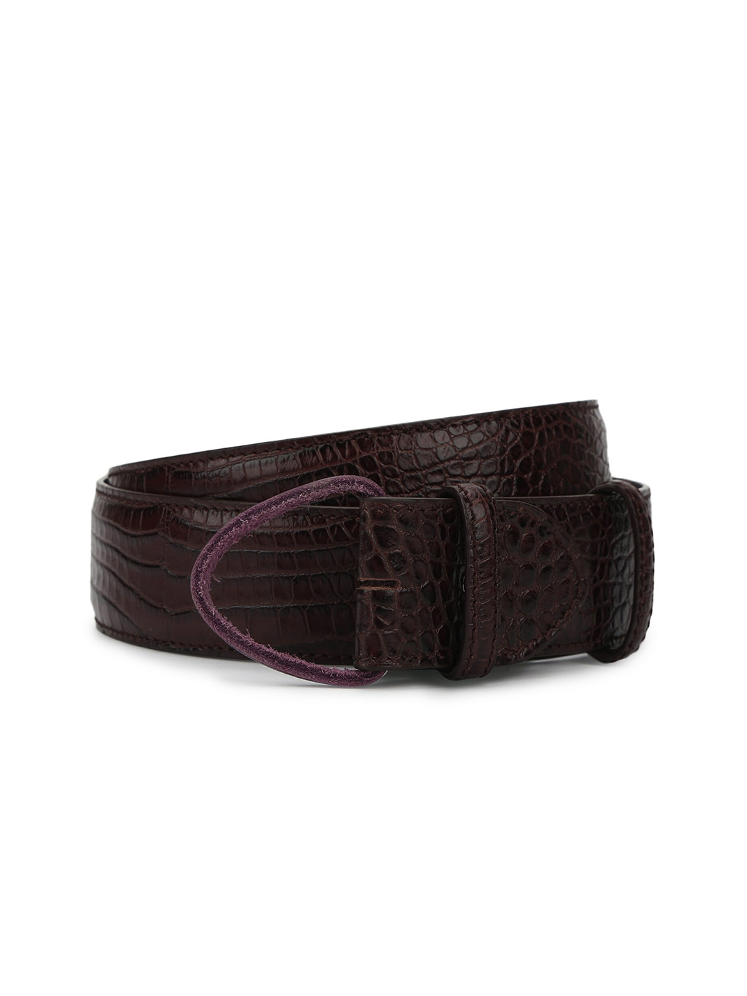 

ELLIOT RHODES Men Brown Textured Leather Snake Pattern Belt