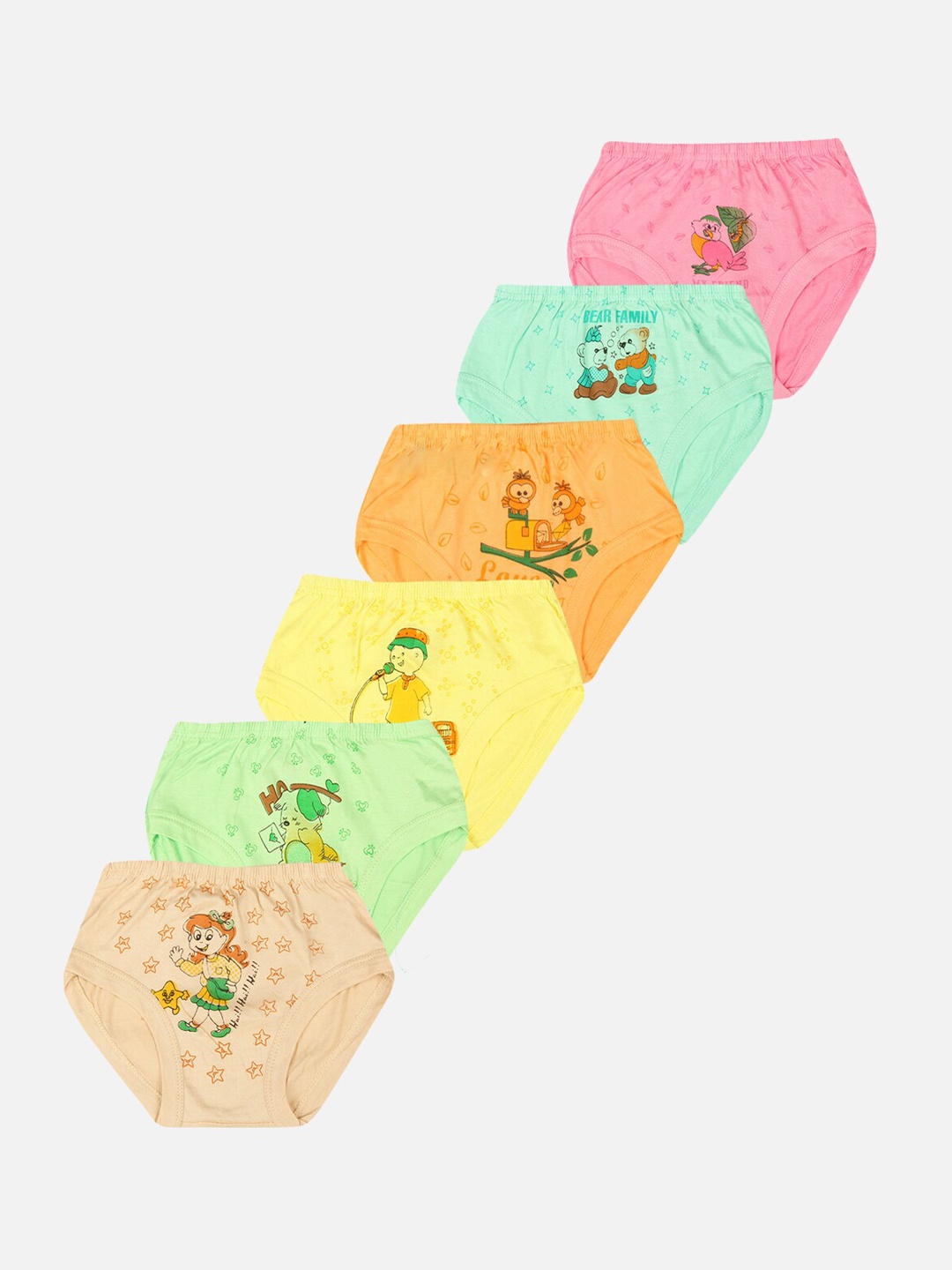 

PRIDE APPAREL Kids Pack Of 6 Assorted Pure Cotton Basic Briefs