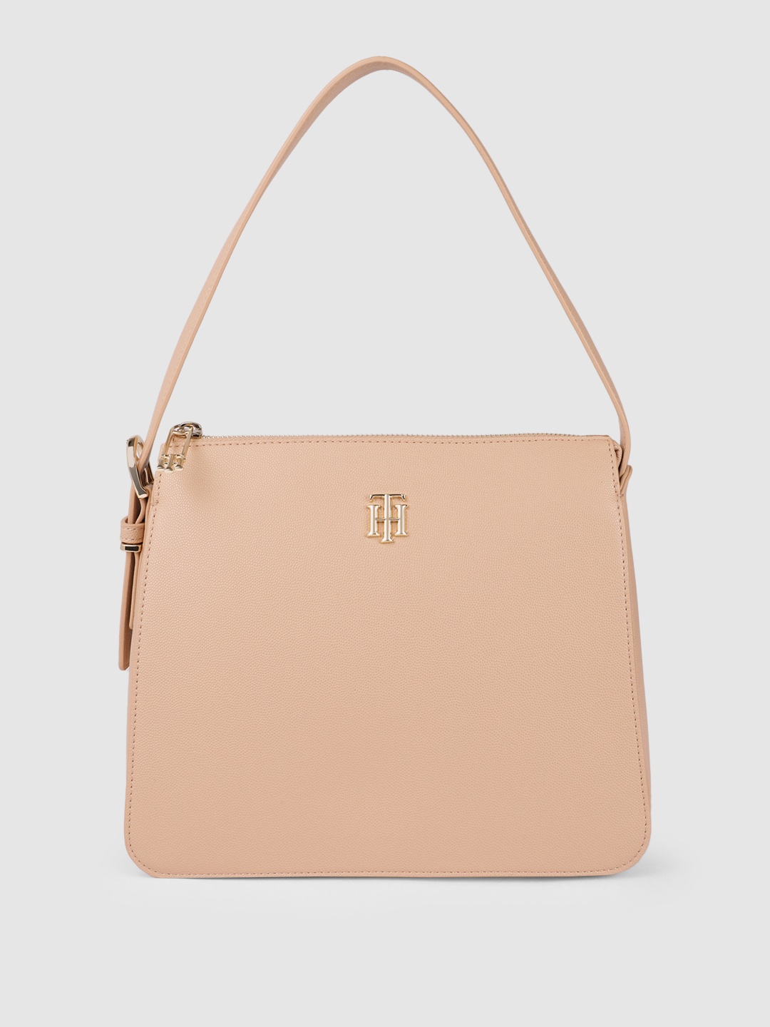 

Tommy Hilfiger Pink Solid Structured Handheld Bag