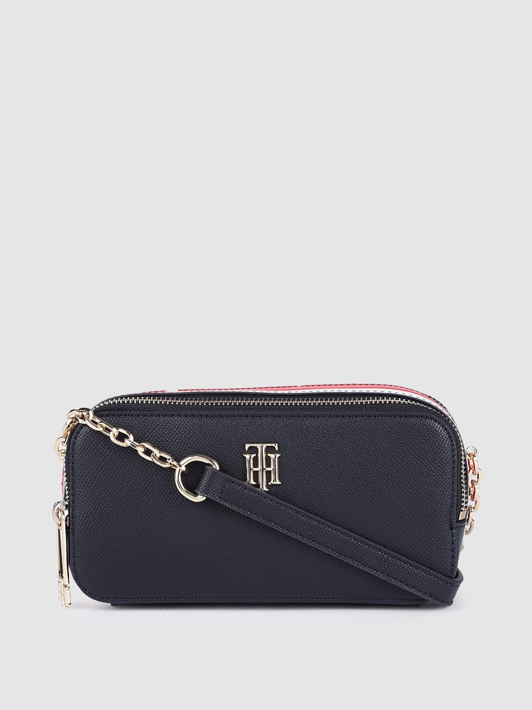 

Tommy Hilfiger Navy Blue PU Structured Sling Bag