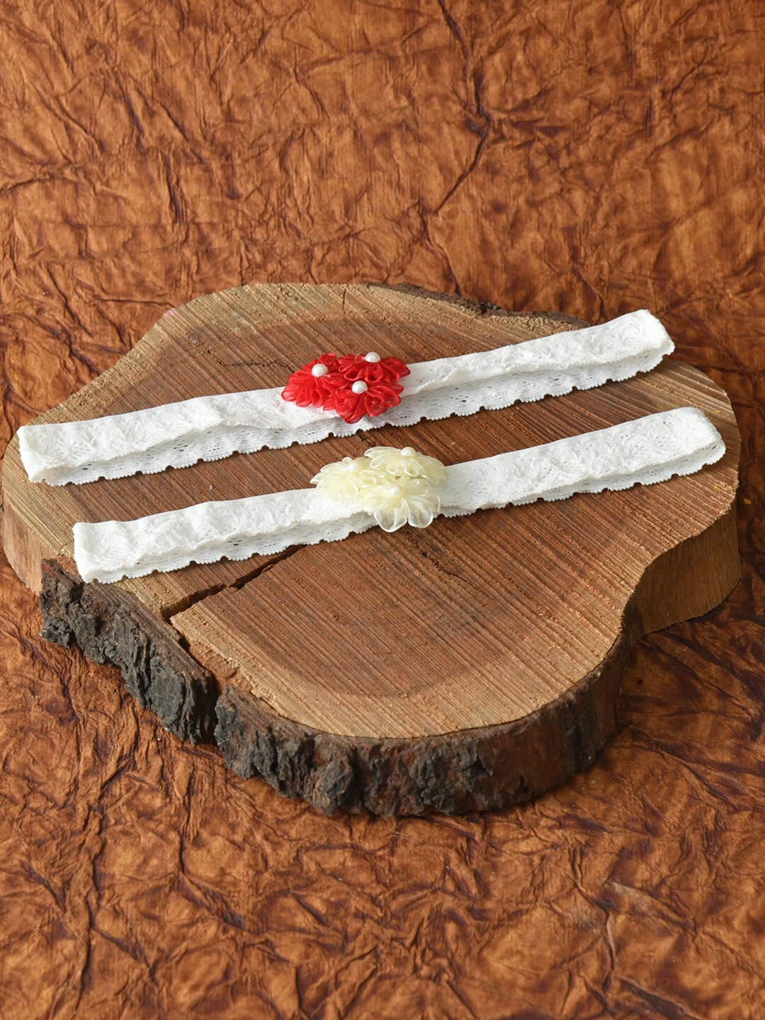 

FUNKRAFTS Girls Red & Beige Set of 2 Hairband