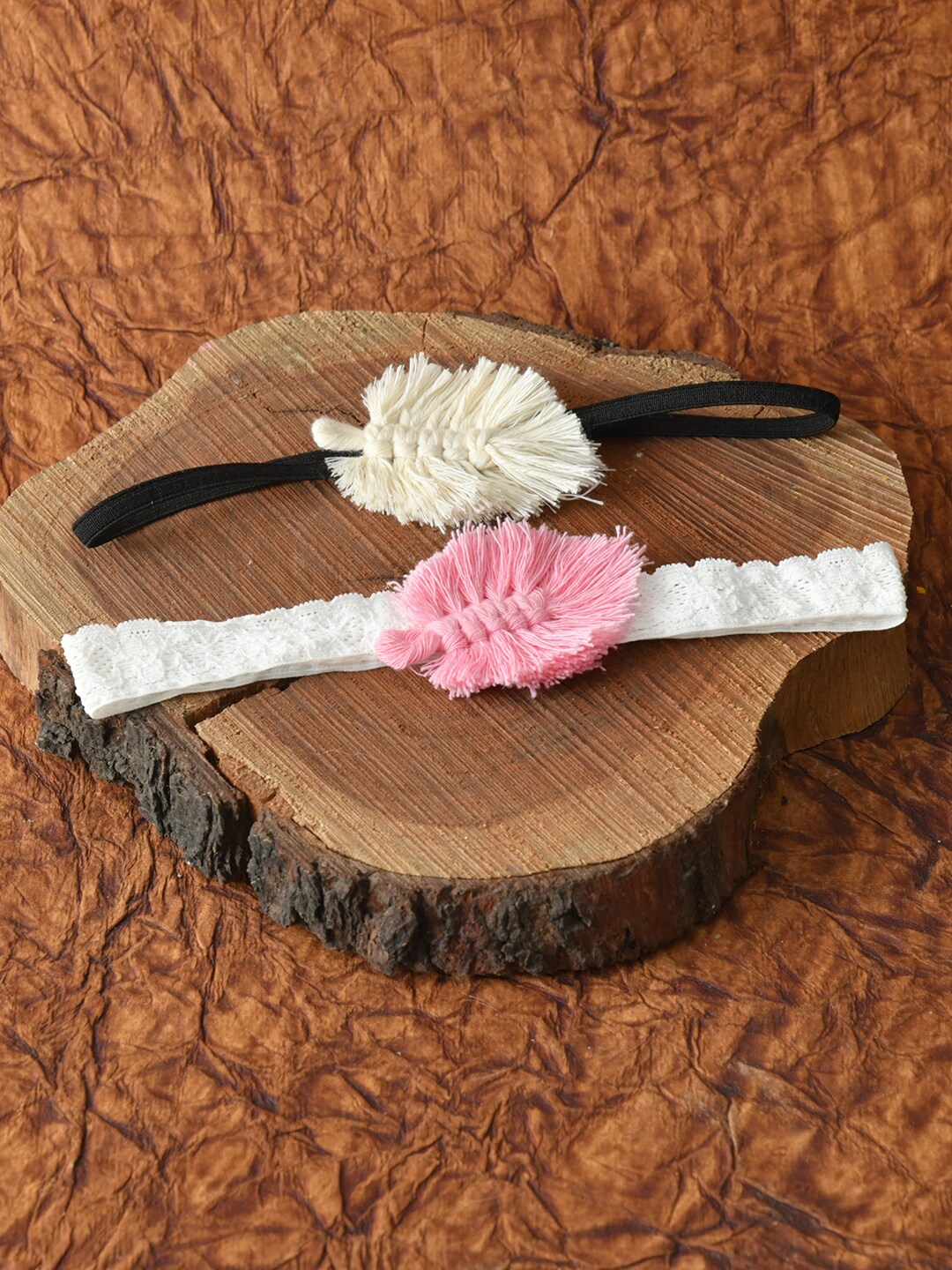 

Funkrafts Girls Trendy Macrame Headbands Pack of 2 - Multicolor, Cream