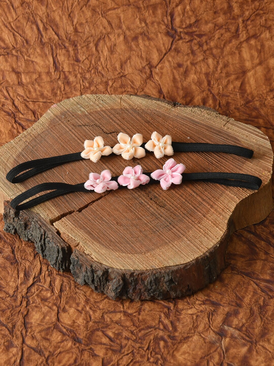 

FUNKRAFTS Girls Orange & Pink Pack of 2 Embellished Hairband