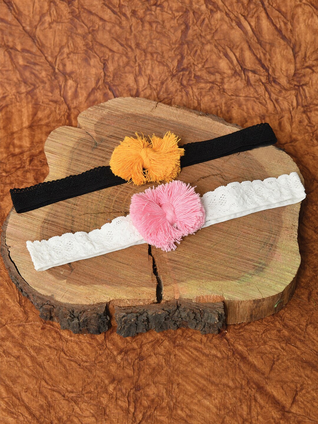 

FUNKRAFTS Girls Black & White Set of 2 Trendy Macrame Lace Hairband