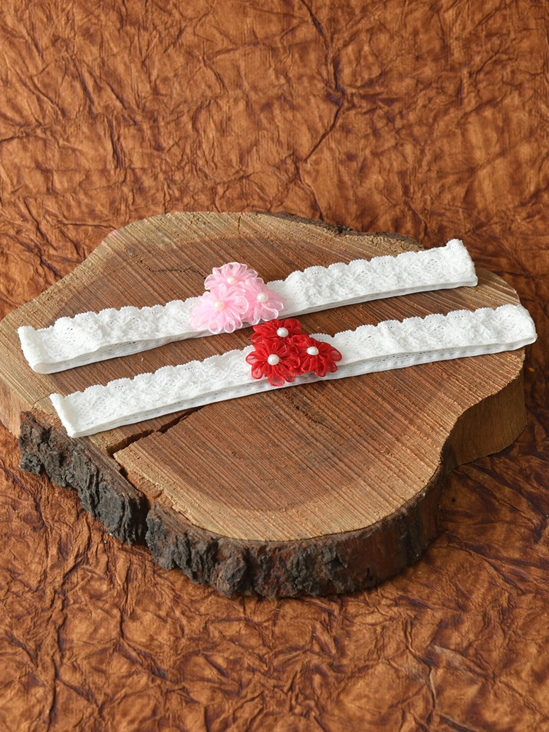 

FUNKRAFTS Girls White Pink & Red Set of 2 Hairbands