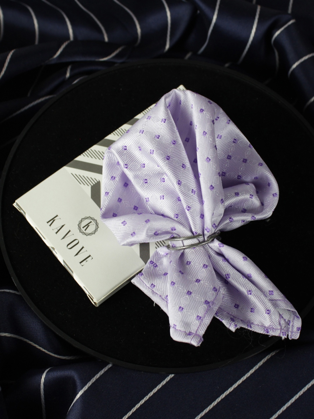 

KOVOVE Men Purple Printed Pocket Square