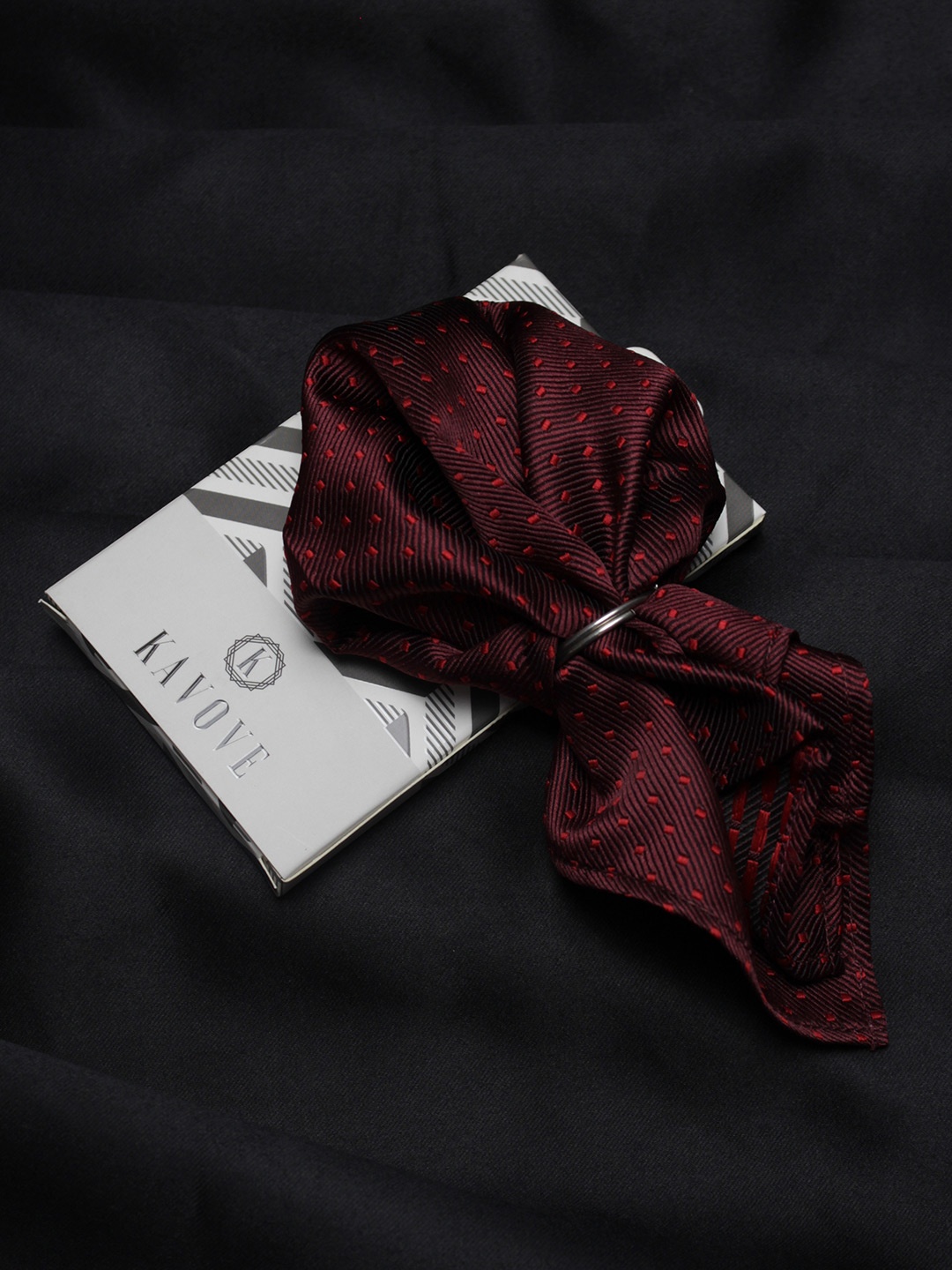 

KOVOVE Men Maroon Polka Dot Pocket Square