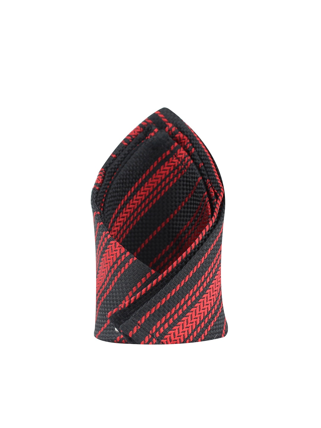 

KOVOVE Men Black & Red Striped Pocket Square