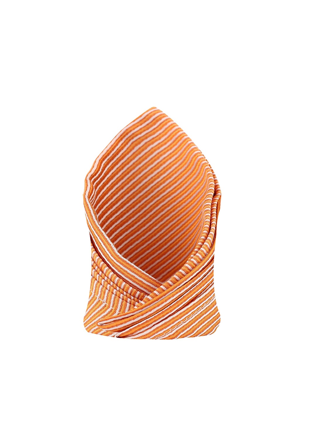 

KOVOVE Men Orange & White Striped Pocket Square