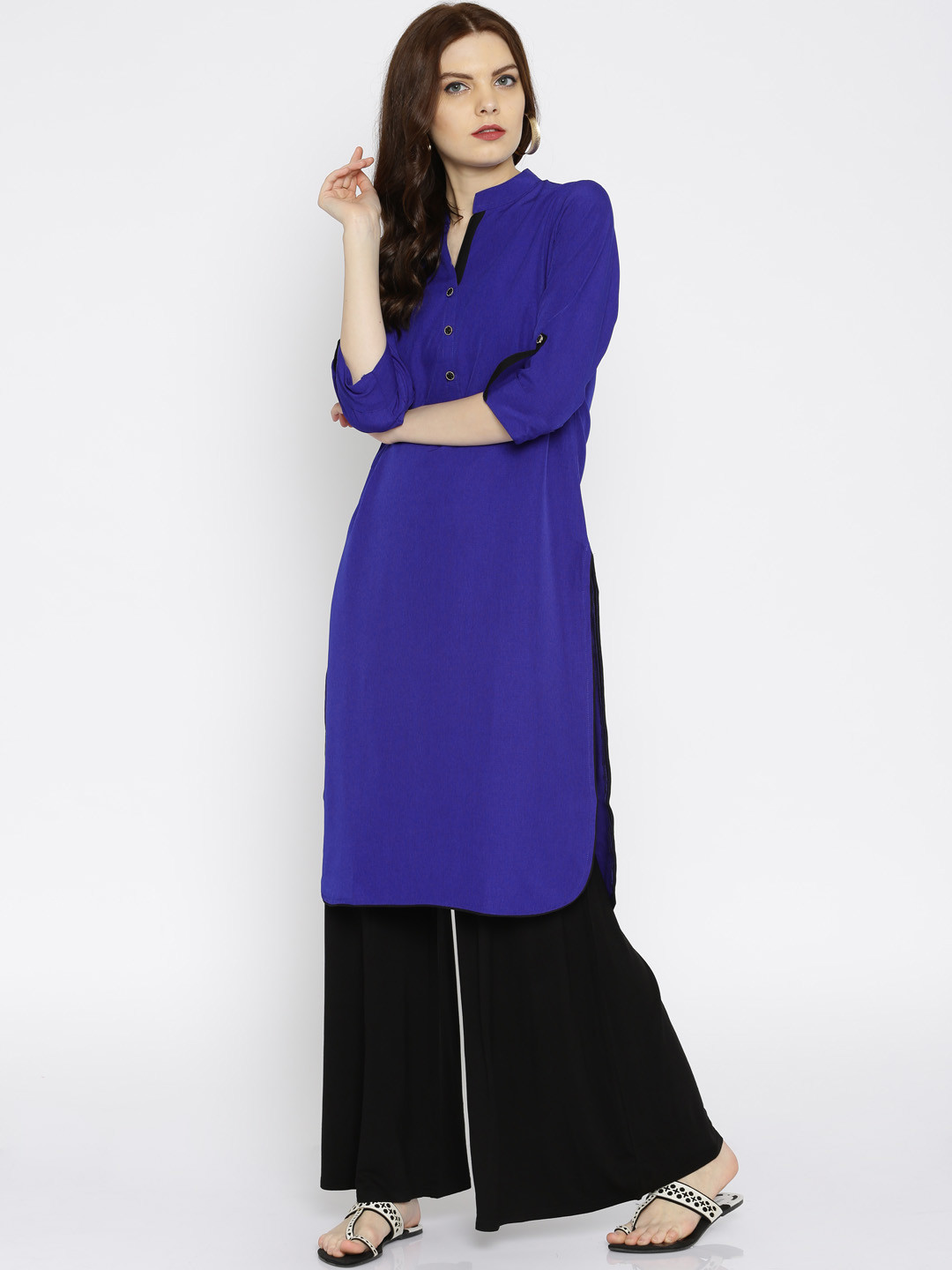 

Soch Outlet Women Blue Solid Straight Kurta