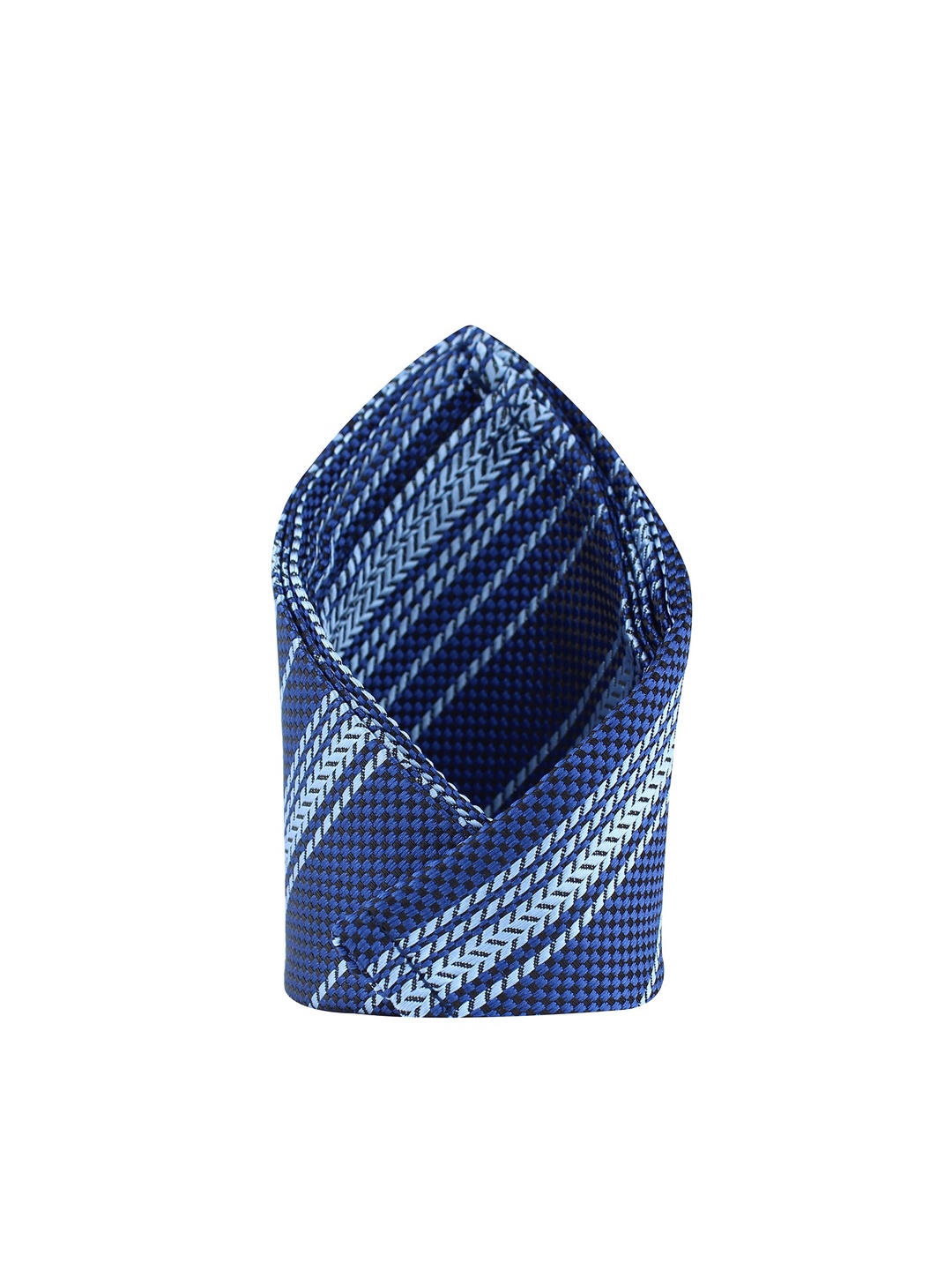 

KOVOVE Men Blue & White Striped Pocket Square