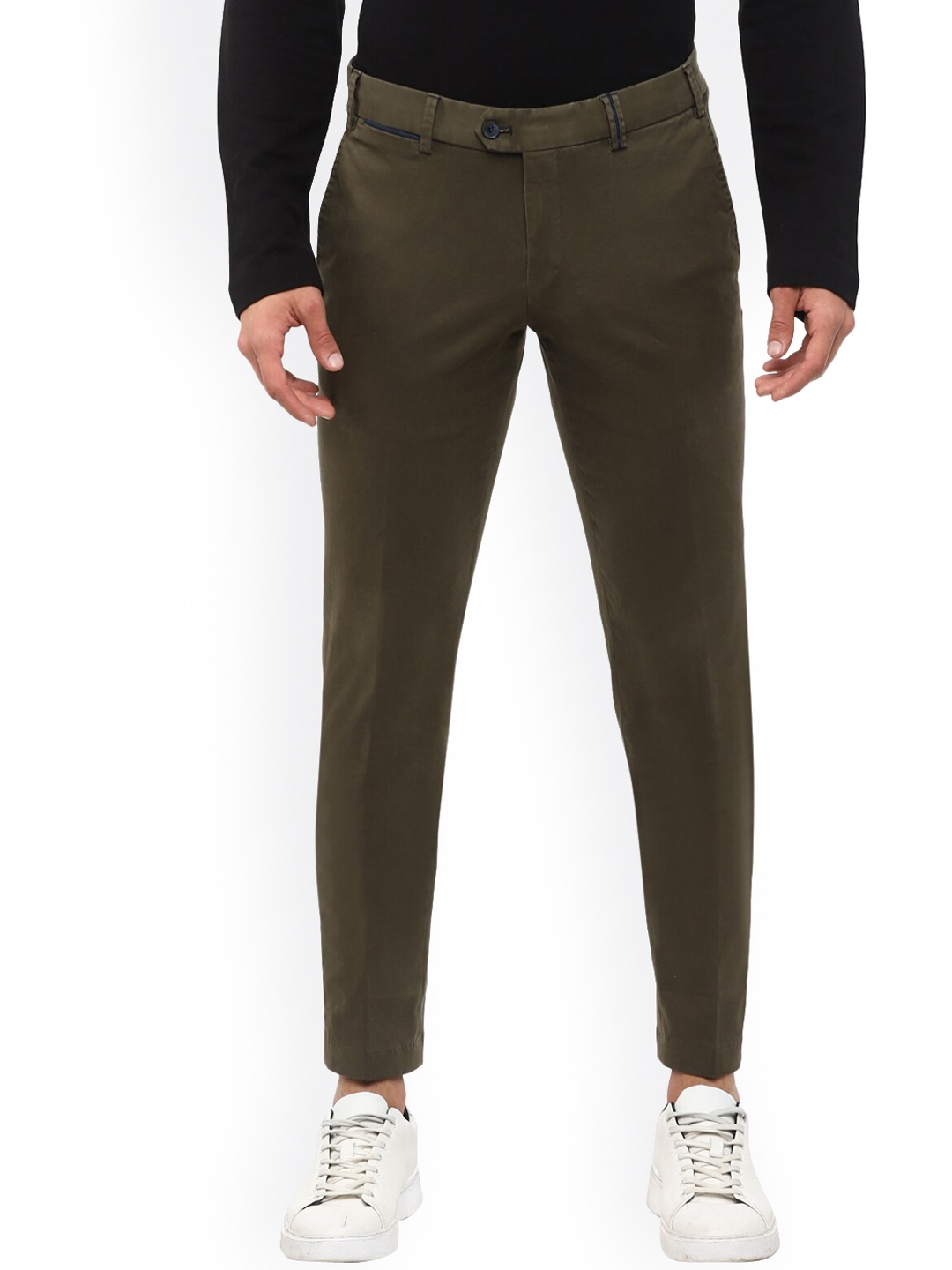 

Hiltl Men Olive Green Solid Regular Trousers