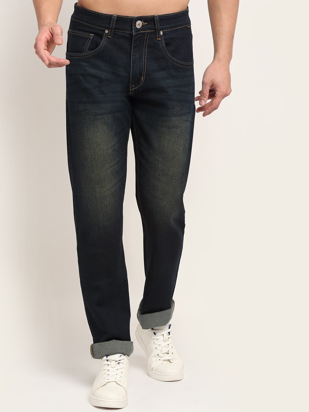 

Cantabil Men Olive Green Jean Light Fade Jeans