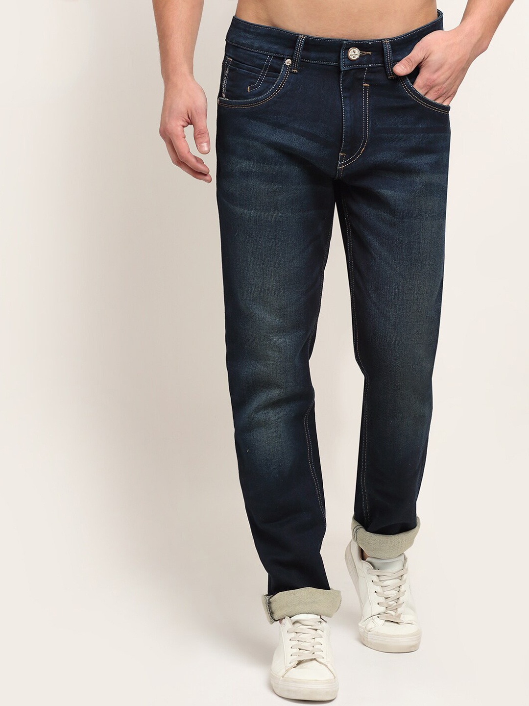 

Cantabil Men Navy Blue Jean Light Fade Jeans