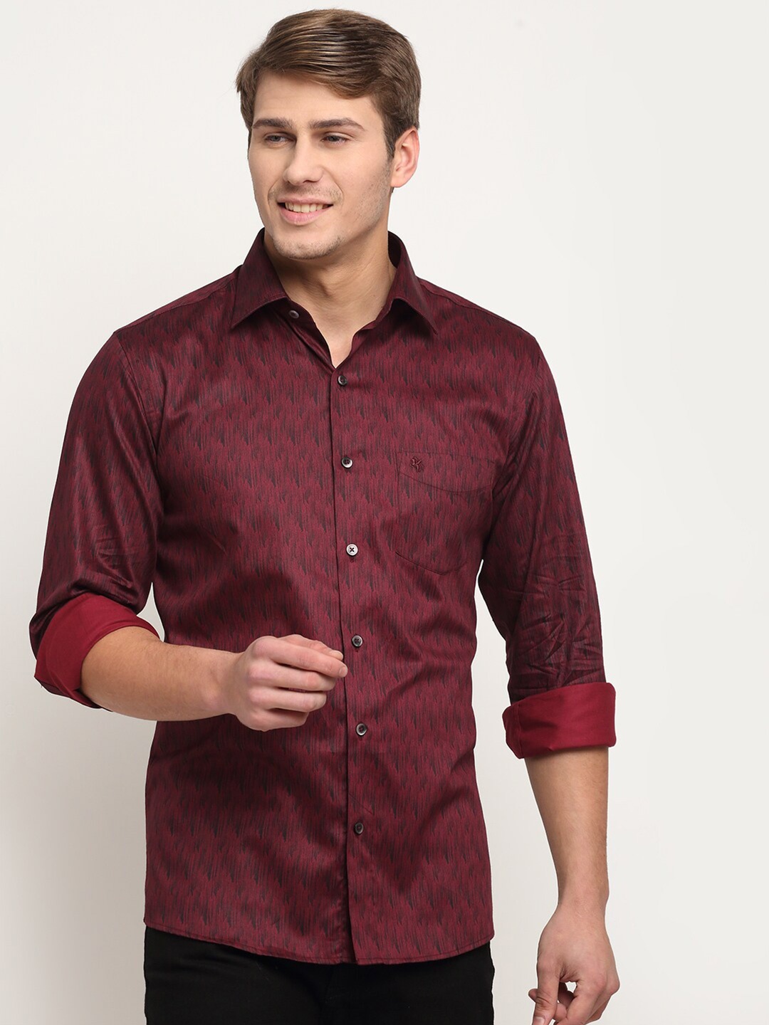 

Cantabil Men Maroon Original Printed Casual Shirt