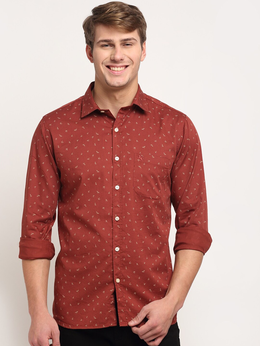 

Cantabil Men Maroon Original Printed Casual Shirt