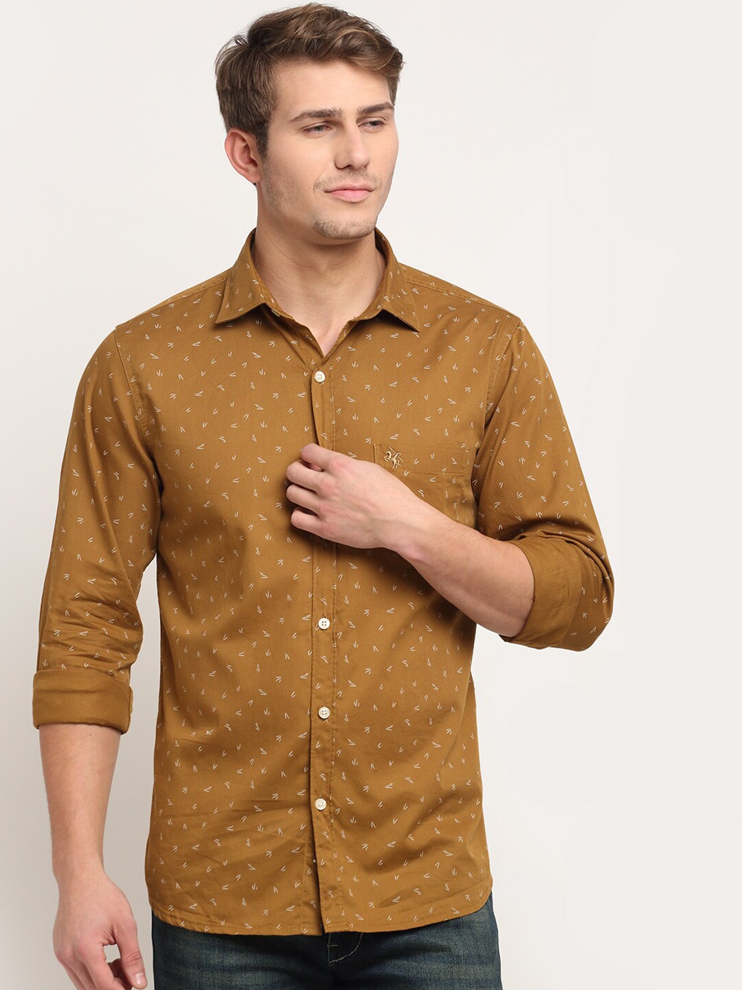 

Cantabil Men Khaki Original Printed Casual Shirt