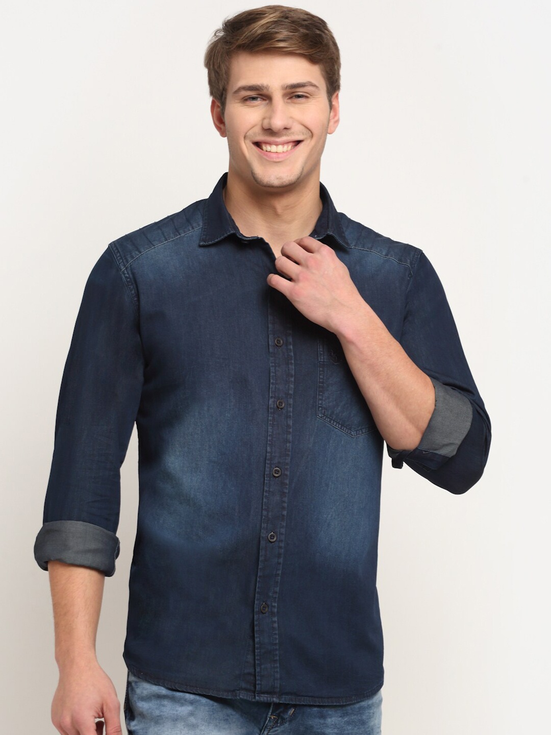 

Cantabil Men Blue Original Pure Cotton Casual Shirt