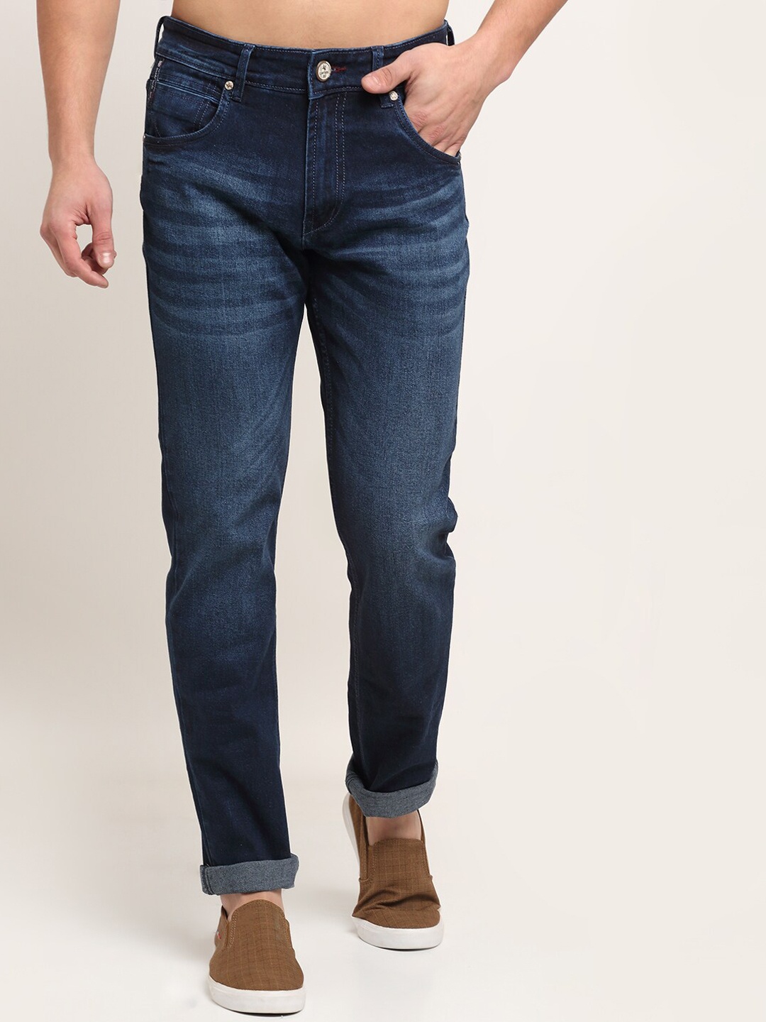 

Cantabil Men Navy Blue Jean Light Fade Jeans