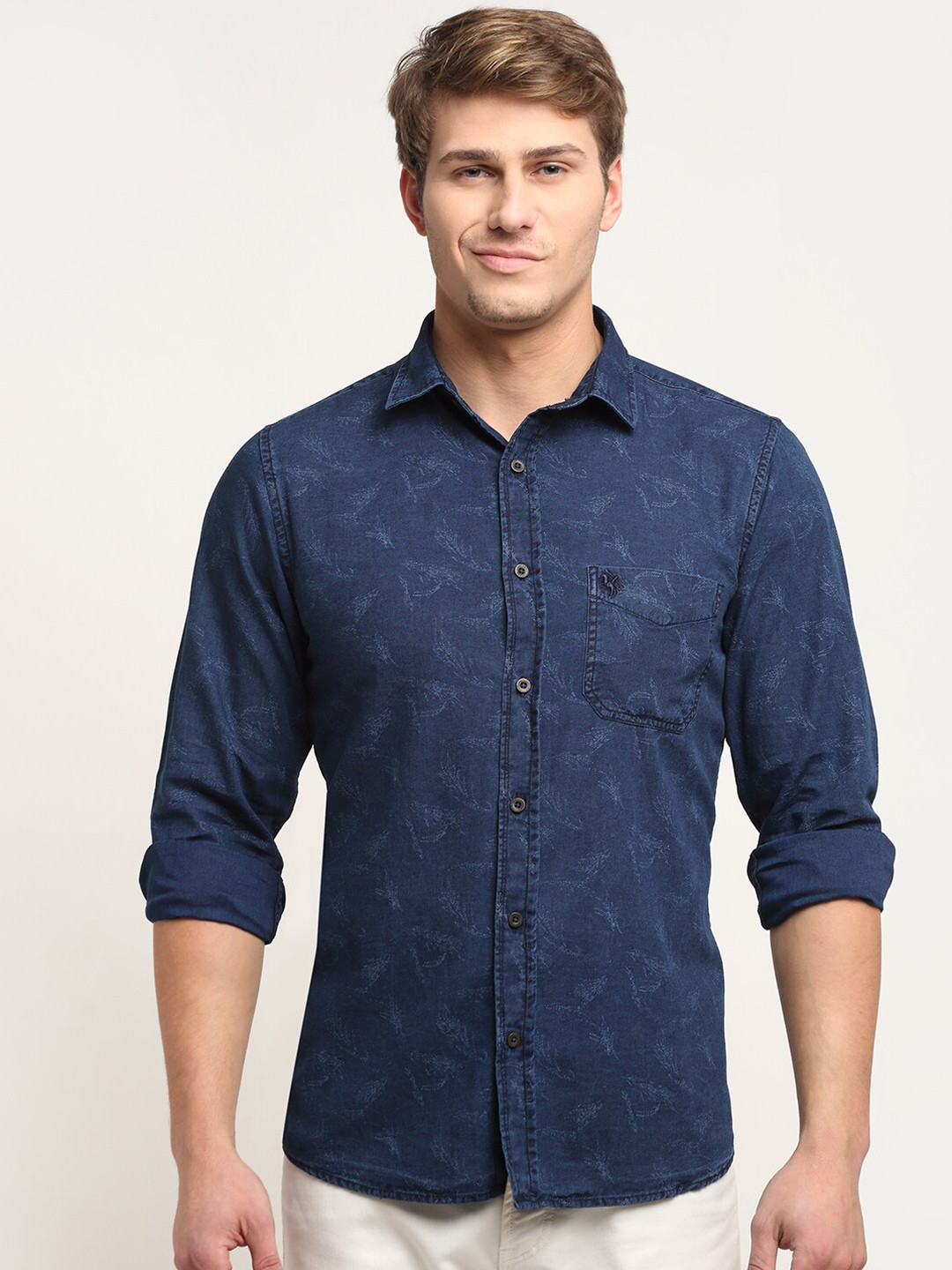 

Cantabil Men Navy Blue Original Floral Printed Casual Shirt