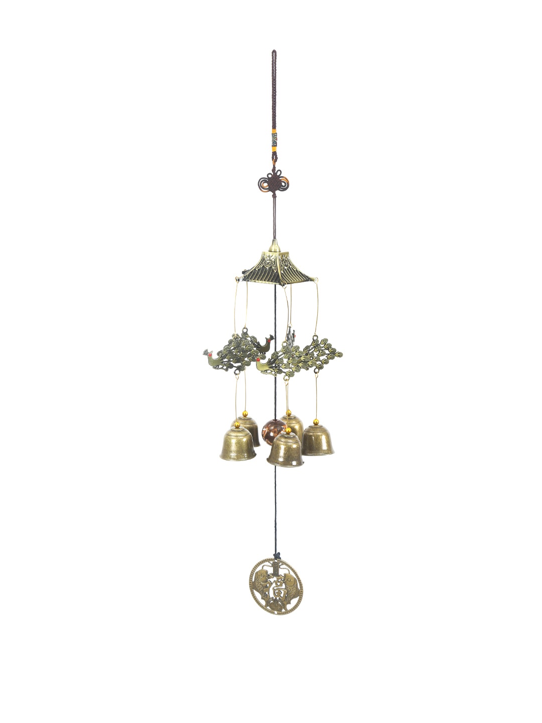 

At home by Nilkamal Gold-Toned Peacock Garden Wind Chime