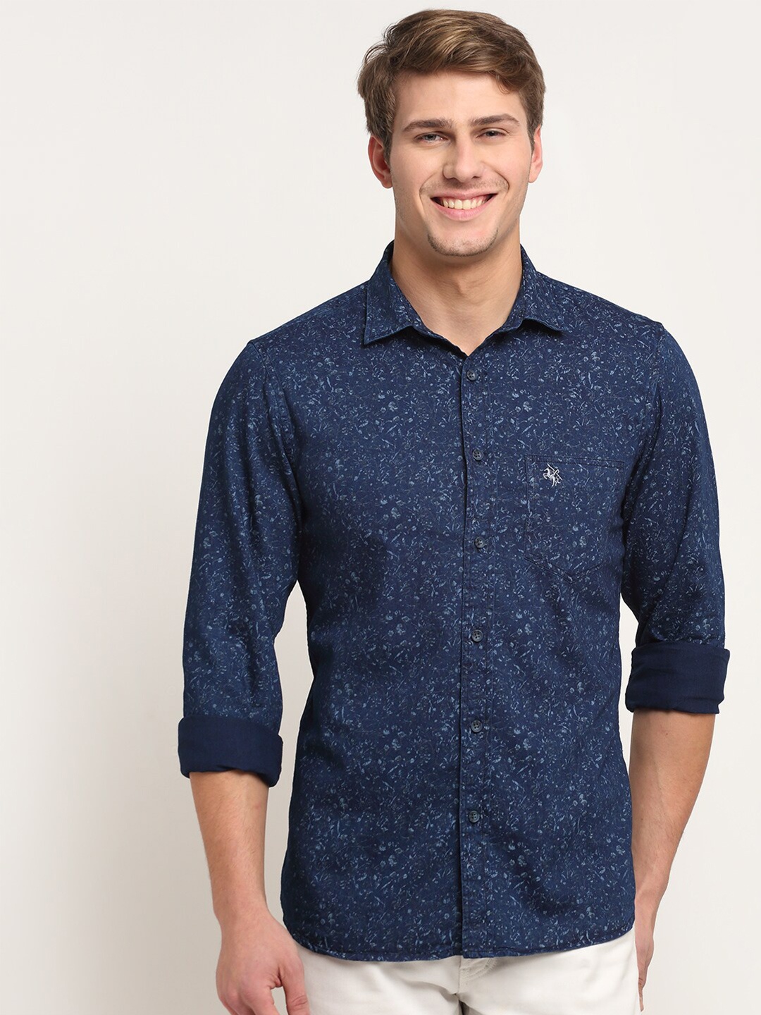 

Cantabil Men Navy Blue Original Floral Printed Casual Shirt