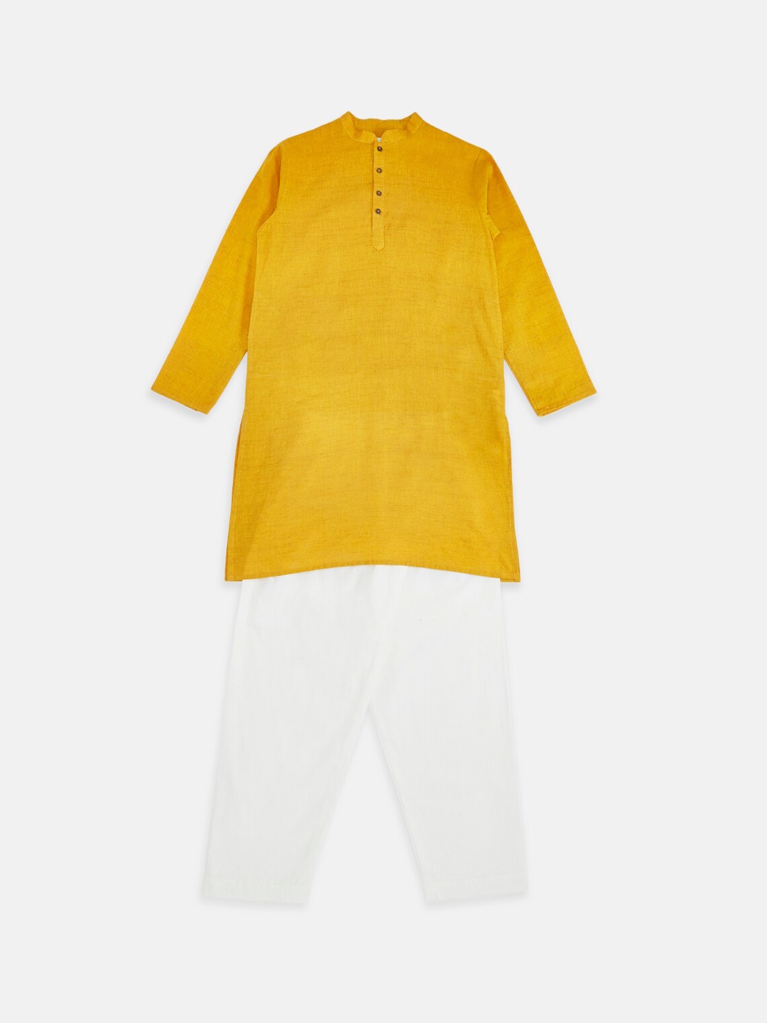 

indus route by Pantaloons Boys Mustard Yellow Pure Cotton Kurta with Pyjamas