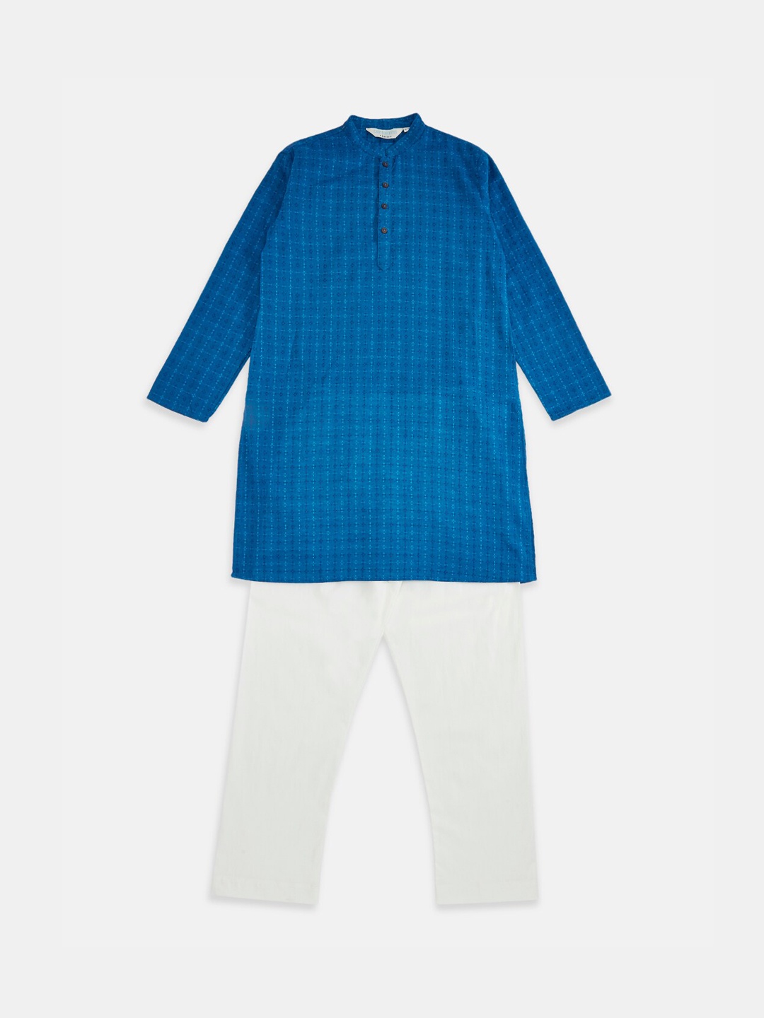 

indus route by Pantaloons Boys Blue Pure Cotton Kurta with Pyjamas