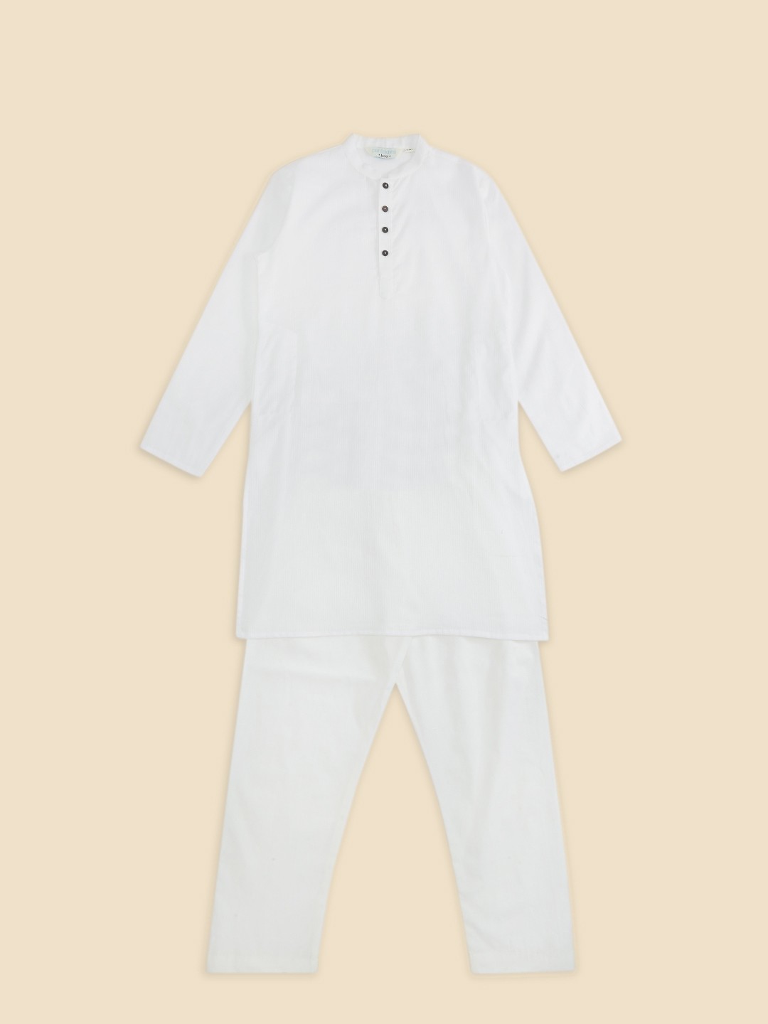 

indus route by Pantaloons Boys Off White Pure Cotton Kurta with Pyjamas