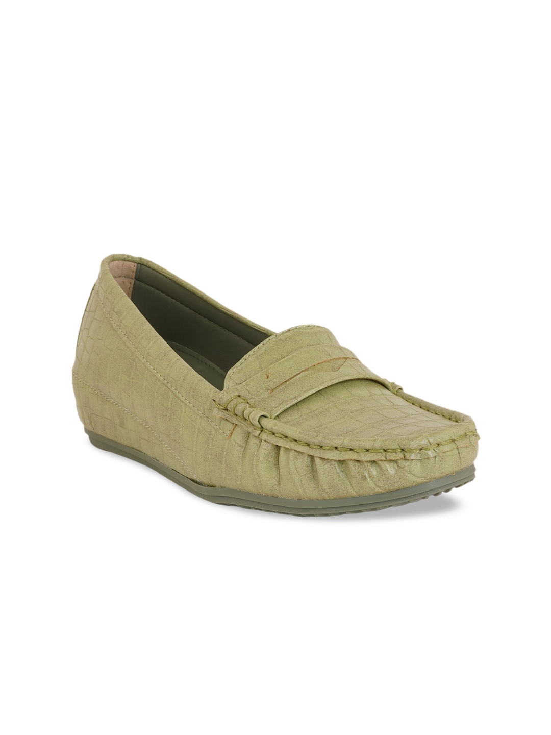 

pelle albero Women Green Textured Loafers