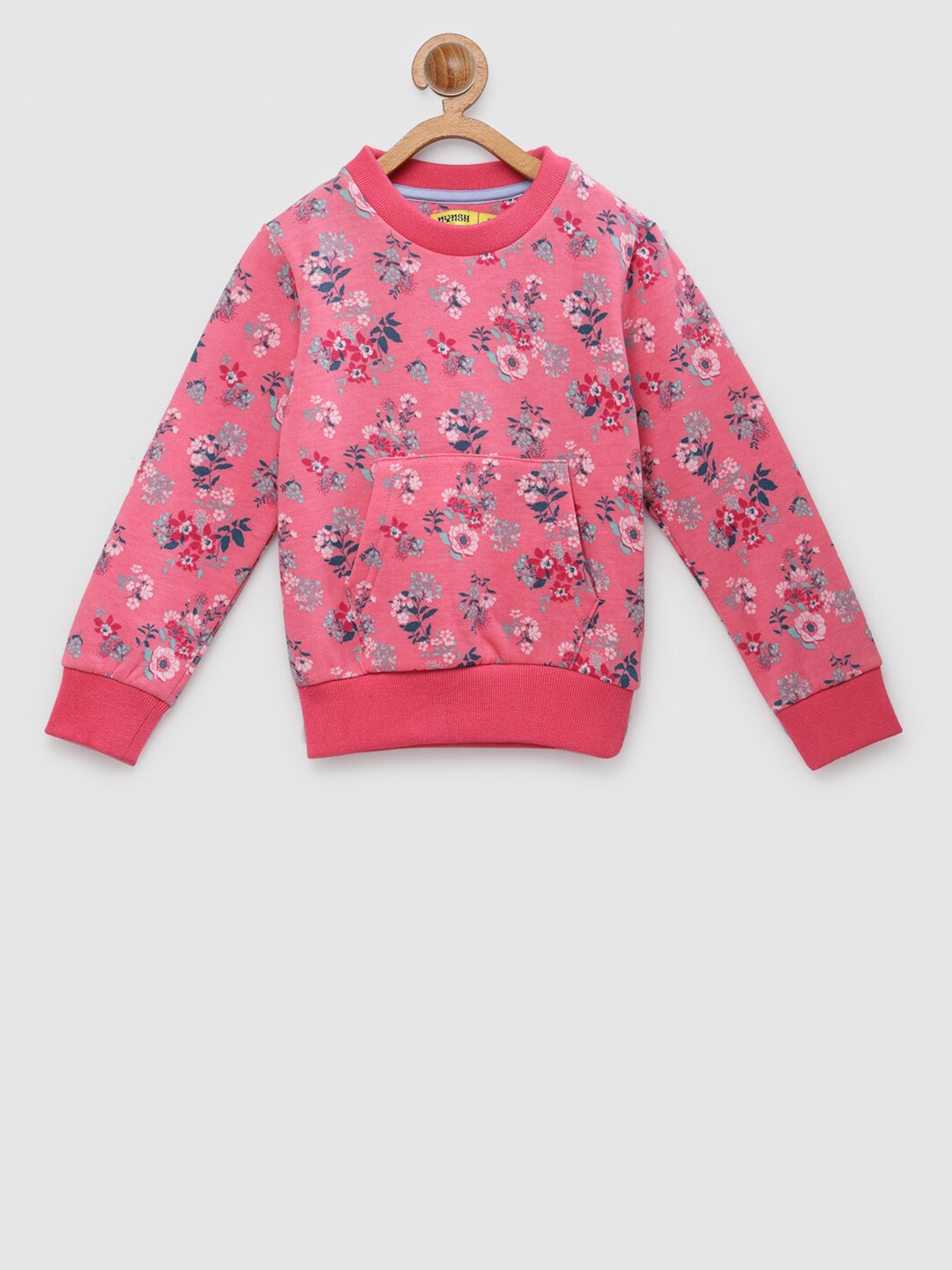 

NYNSH Girls Pink Printed Pure Cotton Sweatshirt