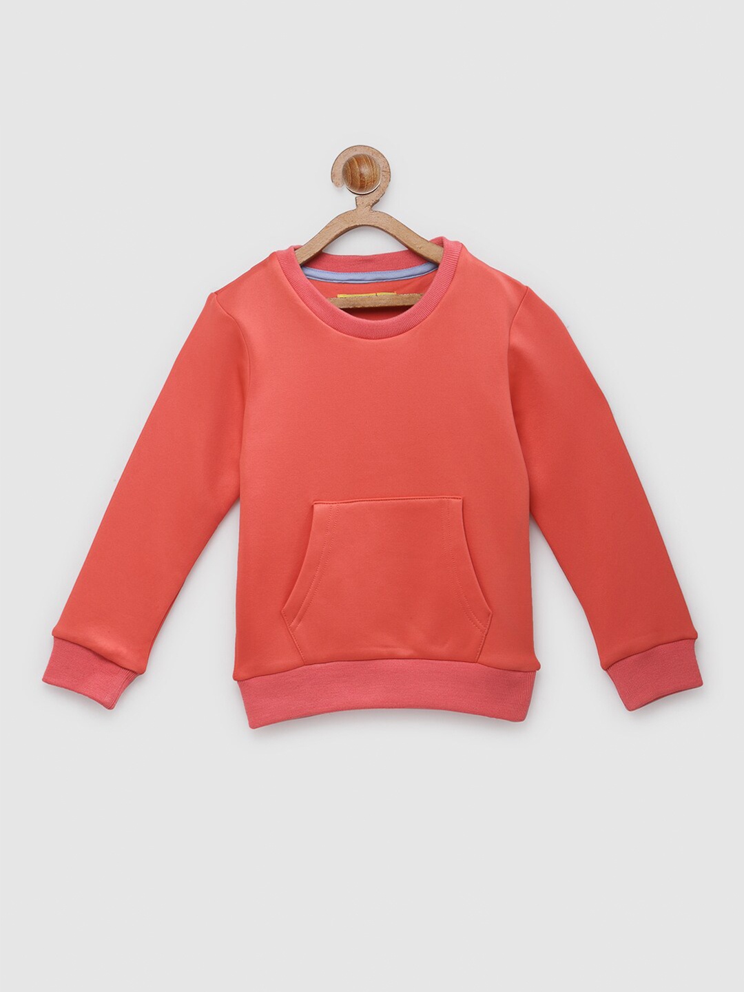 

NYNSH Girls Coral Solid Pure Cotton Sweatshirt