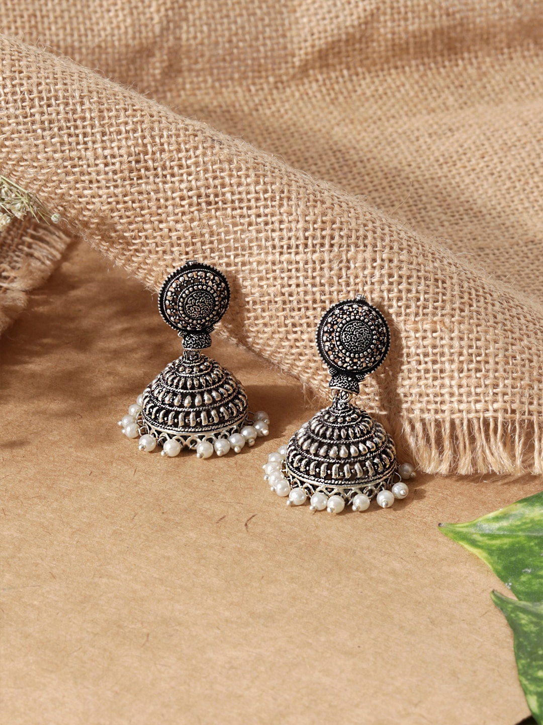 

Fida Silver-Toned Classic Jhumkas Earrings