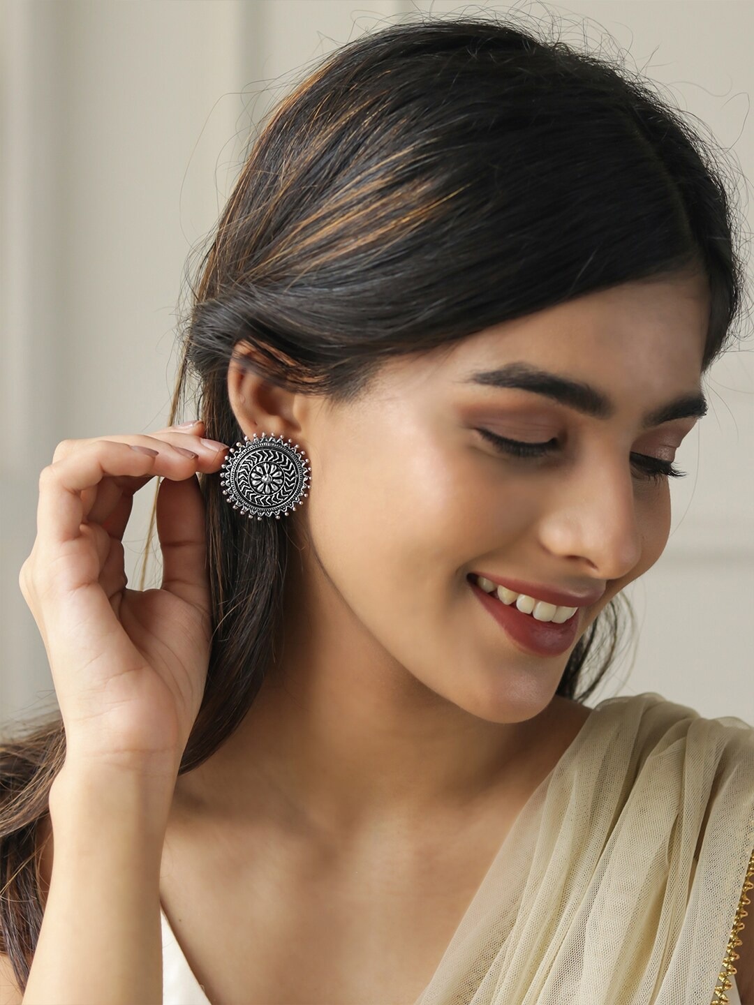 

Fida Silver-Plated Circular Drop Earrings