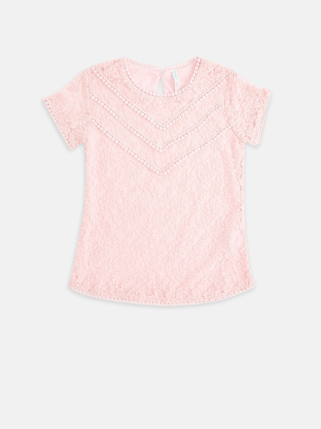 

Pantaloons Junior Peach-Coloured Self Design Cotton Top