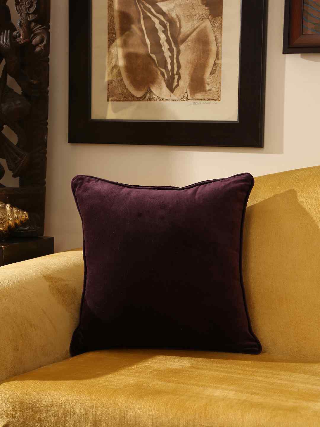 

Amoliconcepts Purple Solid Velvet Cushion Cover