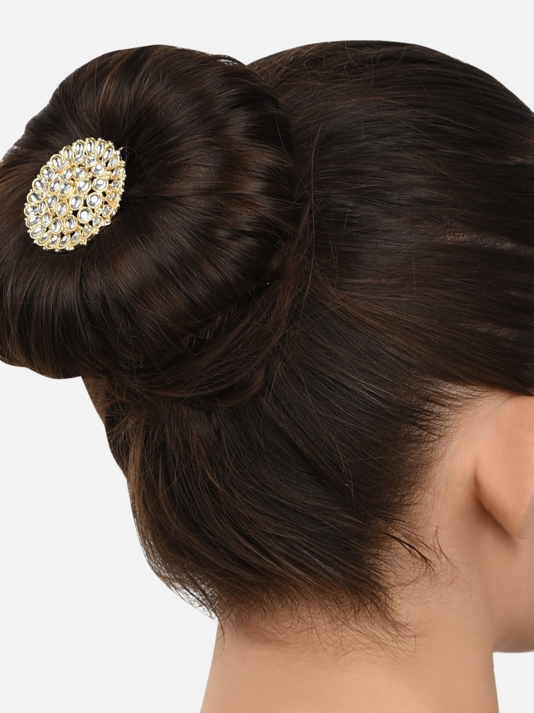 

Zaveri Pearls Gold-Plated & White Kundan Studded Hair Bun Pin