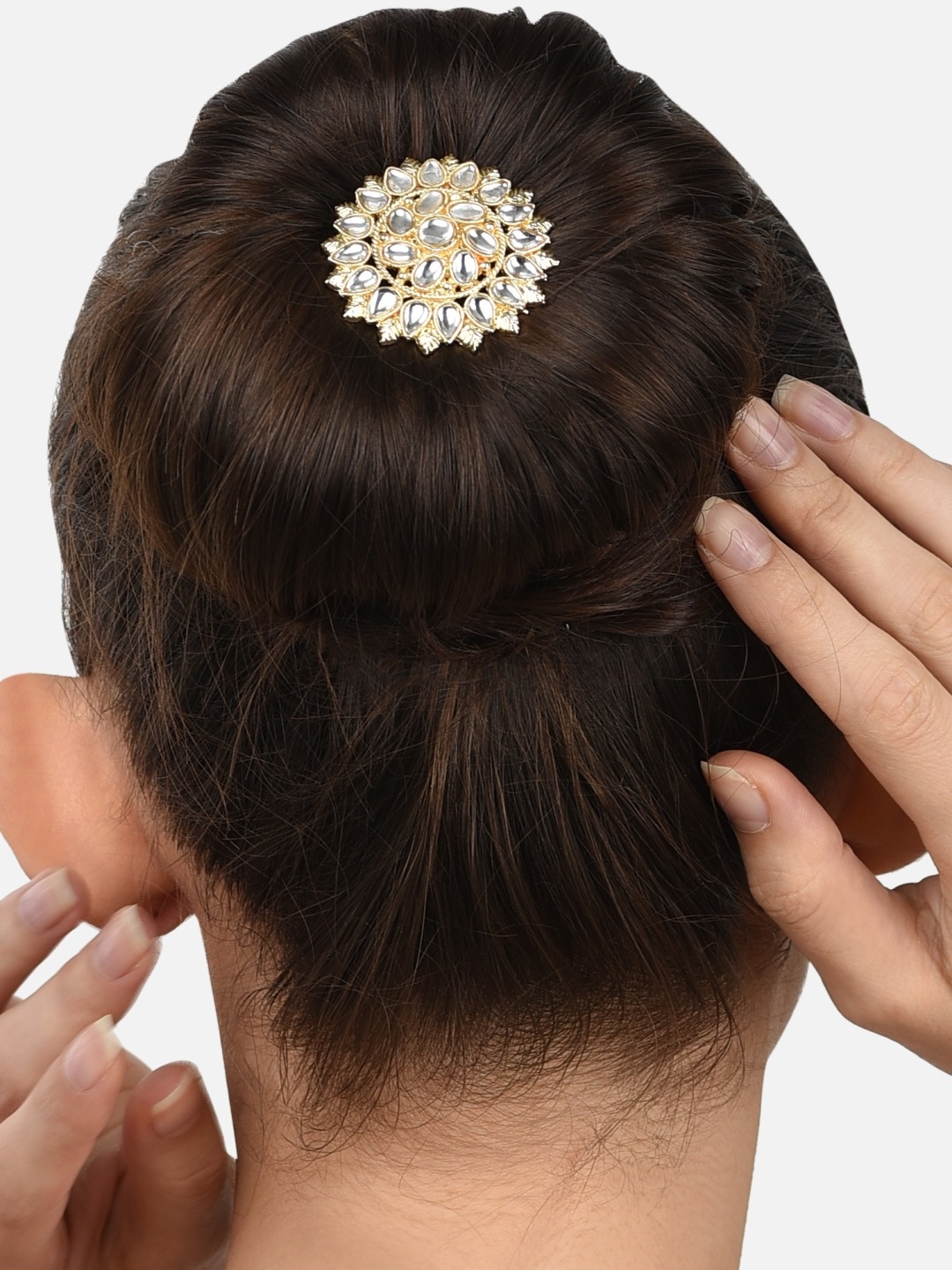

Zaveri Pearls Gold Tone Traditional Kundan Hair Brooch Pin