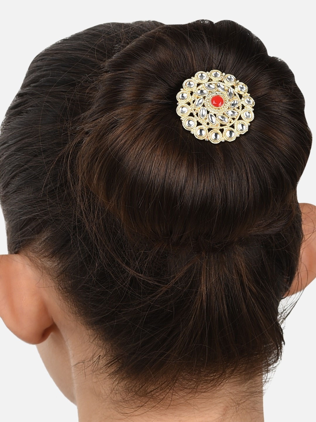 

Zaveri Pearls Gold-Plated & White Kundan Studded Hair Bun Pin